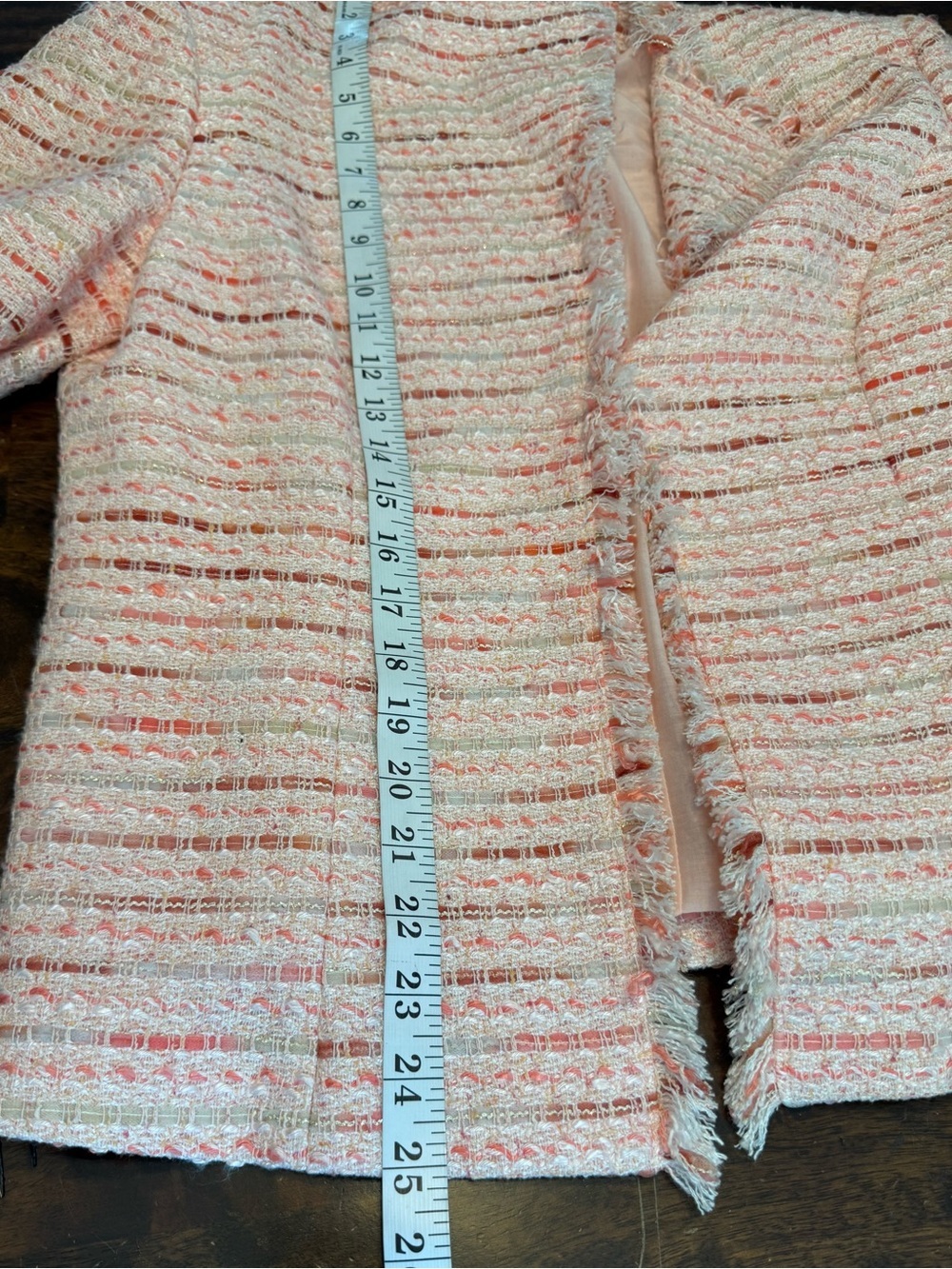 LAFAYETTE 148 Petal Pink Tweed Fringe Edge Lined Blazer Jacket Sz 8 - Picture 5 of 10